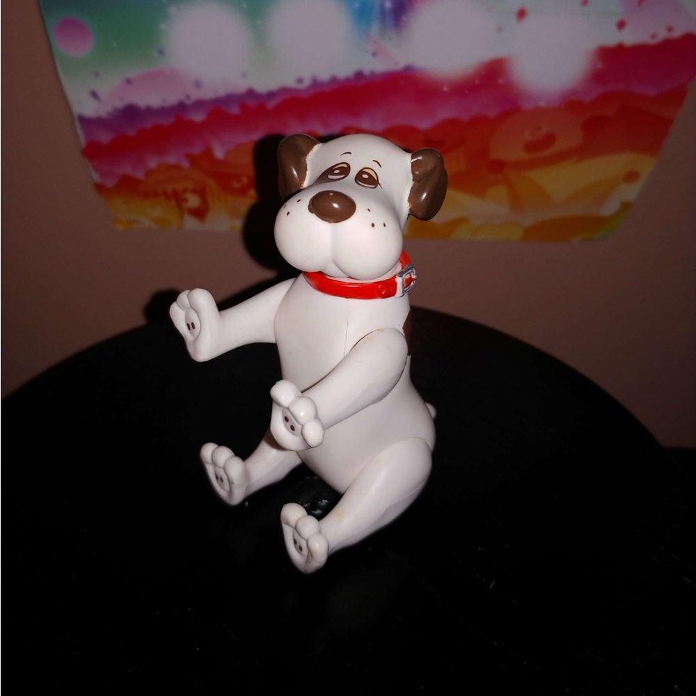 Vintage 80's Pound Puppies White & Brown Spot Dog Poseable Figure Tonka